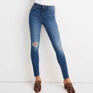 💛 Madewell 9” High Rise Cropped Distressed Skinny Denim Jeans 25